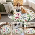 thumbnail image 5 of Spring Floral Round Area Rug 5Ft Washable Circle Rugs for Living Room Bedroom, Pink Blue Flowers Butterfly Farmhouse Non-Slip Carpet Floor Mats Indoor Outdoor Carpet Runner Aesthetic Home Decor, 5 of 8