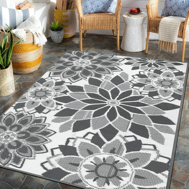 Outdoor Rug for Patio &#;x Reversible Plastic Straw Area Rugs Mat Mat for Camper Indoor Outdoor Carpet for Rv Deck Porch Picnic Beach Balcony Teal &