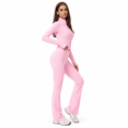 thumbnail image 3 of Veballensty Women's 2 Piece Yoga Outfit, Zip Up Long Sleeve Cropped Jacket & High Waist Flared Leggings Workout Tracksuit for Gym Running, 3 of 9