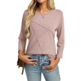 thumbnail image 2 of Tops TICTICMISS para mujer, manga 3/4, cuello redondo, verano, color albaricoque, 2 of 6
