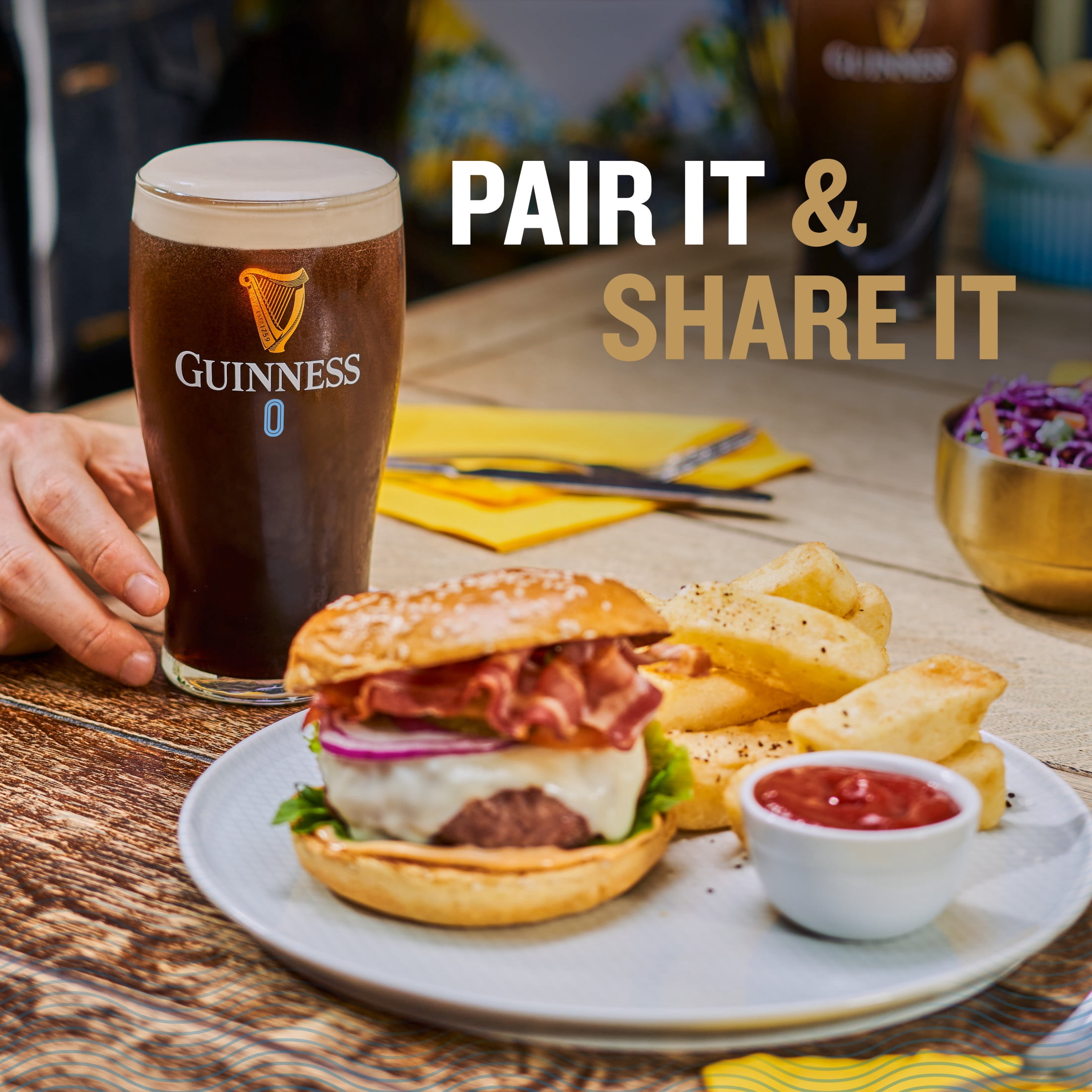 Guinness 0 Draught Non-Alcoholic Import Beer, 4 Pack Cans, 14.9 fl oz, Less Than 0.5% ABV