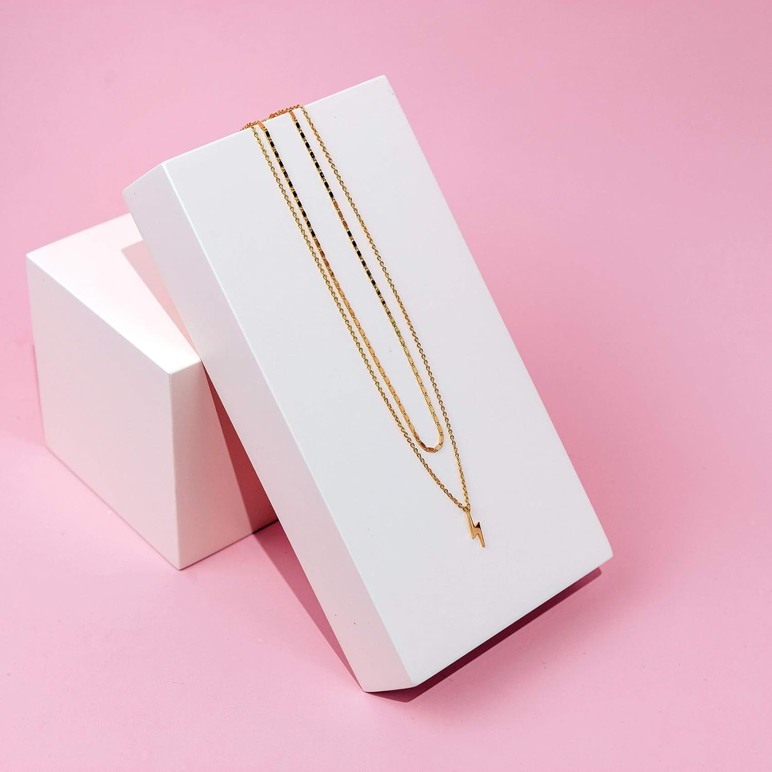 XC 14K Gold Plated Layering Necklaces | Stylish Minimalist Design Pendant Necklaces | Butterfly, Heart, Lock, Evil Eye, Coin, Lightning Bolt, Circle, Cross Pendants for Women - Valentines