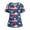 Royal Blue, variant on Women's Scrubs Top - Floral 4th of July Print V-Neck Nursing Uniform with Pockets, USA 250th Anniversary Stretchy Short Sleeve Tunic Black L