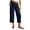 Capri for women-Navy, variant on Guieoi Capri Pants for WomenCotton Linen Plus Size with Pockets Stretch 7/8 Length Decorative Ties Elastic Waist Casual and Straight-Leg Cuffs Cropped Trousers Purple XL