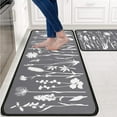thumbnail image 5 of Flower Theme Kitchen Rugs and Mats Set 2 Pcs, Non-Slip Washable Absorbent Kitchen Rug Set for Kitchen, Office, Sink 17"x47.2"+17"x30" (Grey), 5 of 6
