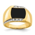 thumbnail image 1 of 14K Yellow Gold Onyx and Real Diamond Mens Ring, 1 of 1