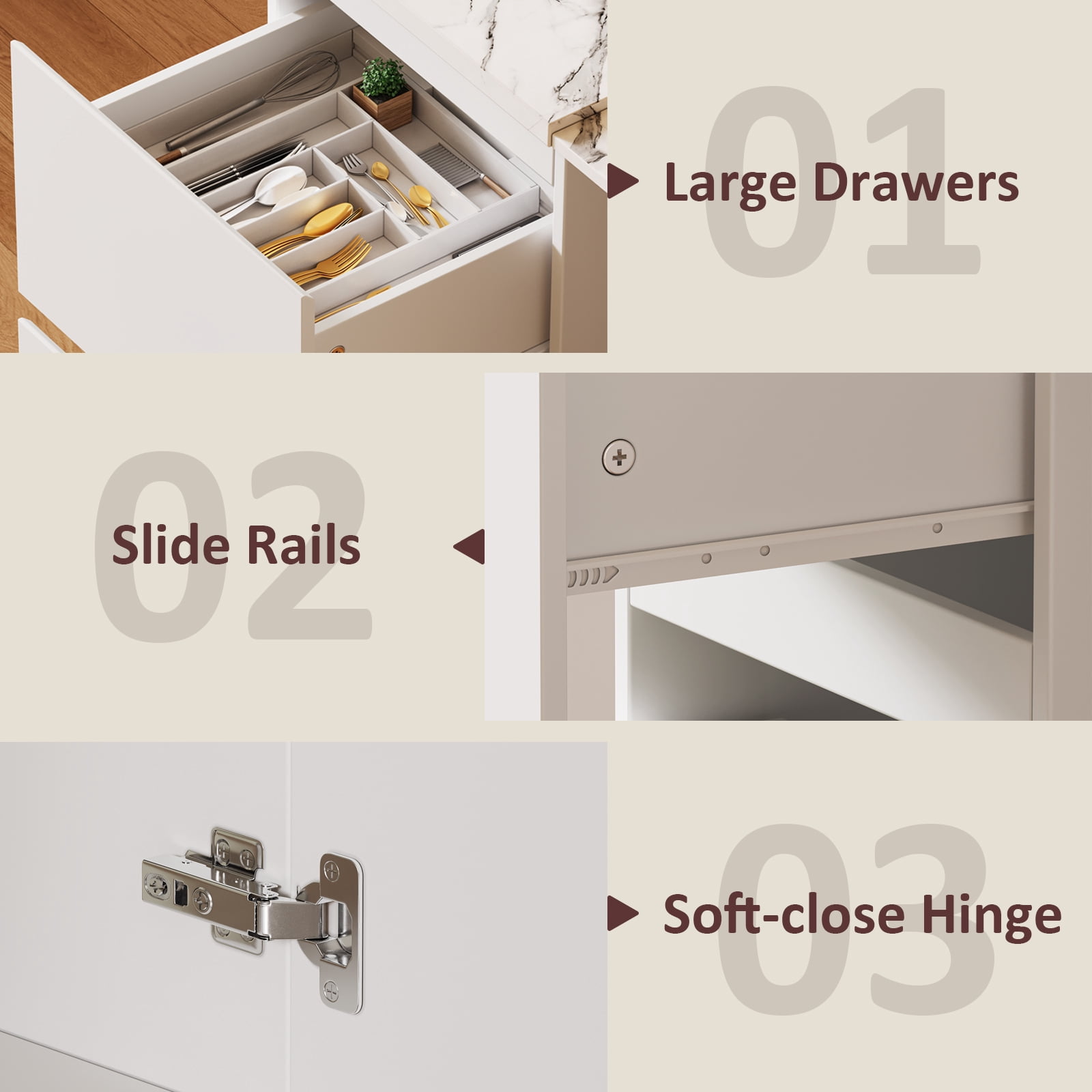 78.7" White Modern Kitchen Island with Storage, LED Light, Drawers & Glass Doors for Dining Room