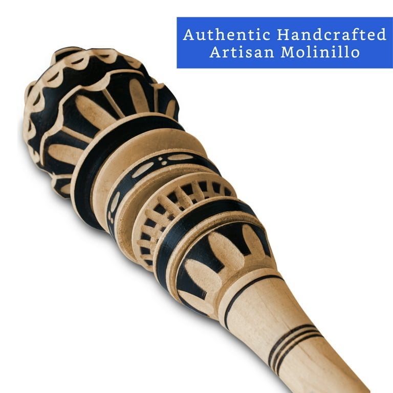 Authentic Artisanal Mexican Molinillo Hot Chocolate Frother (Large) - Handmade Premium Mexican Hot Chocolate Wooden Whisk by Globe Rocket, Beige