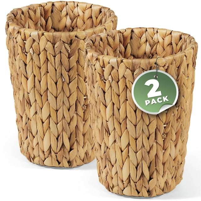 Basurero de mimbre, paquete de 2 cestos de basura de ratán, 7,6 litros, 84 ECO
