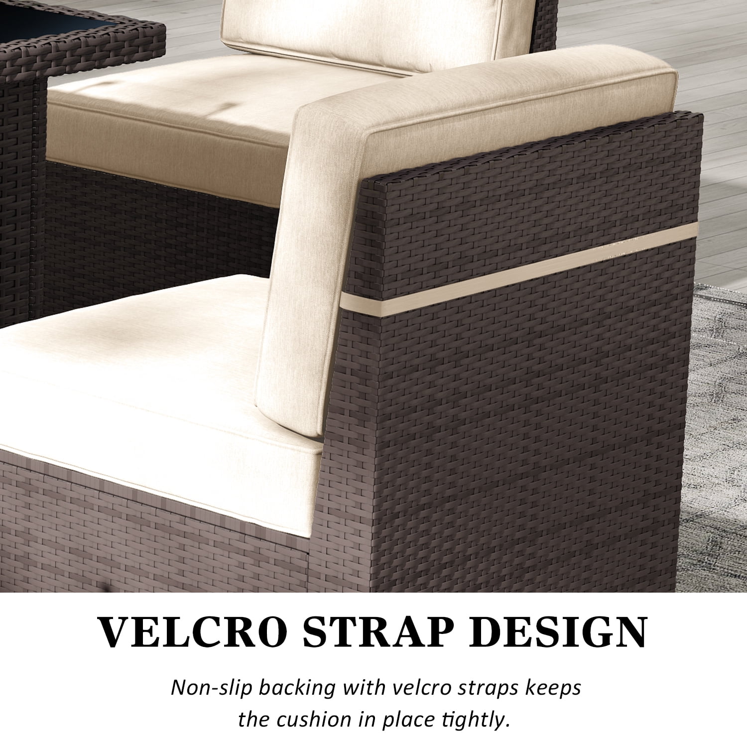 Outdoor Patio Furniture Set 6 Pieces Sectional Conversation Sofa Set Brown Rattan Sofa Set with Coffee Table