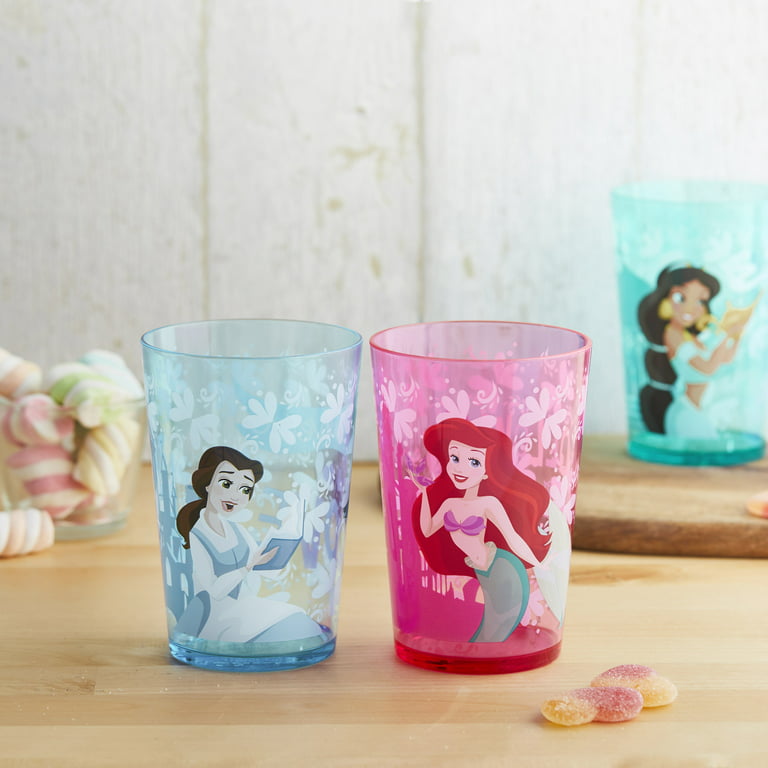 Zak Designs 14.5oz Disney Princess Nesting Tumbler Set Includes Durable Plastic Cups, Fun Drinkware Is Perfect for Kids, 4pk ( Belle & Jasmine 