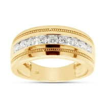 AFFY 0.50CT Moissanite Diamond Milgrain Wedding Band Ring For Men & Women in 10K Solid Yellow Gold-4