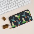 thumbnail image 6 of Leather Thin Slim Wallets for Women Men - Blue Green Hummingbird Clutch Card Wallet for Women Men with Zipper, 6 of 7