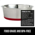 thumbnail image 3 of Dog Bowl Set of 2, Heavy Duty Stainless Steel Bowls by GORILLA GRIP, Holds 4 Cups, Red, 3 of 8