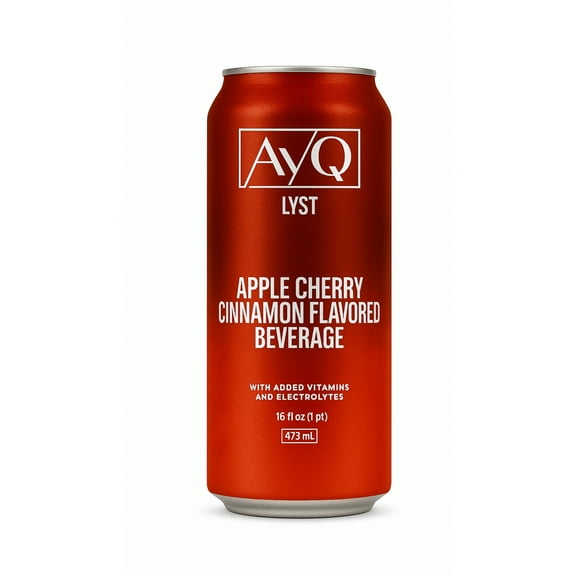 AYQ Beverages Apple Cherry Cinnamon Drink, Flavoured Fruit Beverage for Hydration, Added Vitamins with BCAA, Electrolytes, Vegetarian & Gluten Free, Ready to Drink, 473 mL Cans, 12-Pack