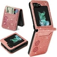 thumbnail image 3 of for Samsung Galaxy Z Flip 5 Case with Card Holder for Women, Bling Glitter Premium Leather Wallet Phone Case Protective Cover for Samsung Galaxy Z Flip5 5G XKK Rose Gold, 3 of 17