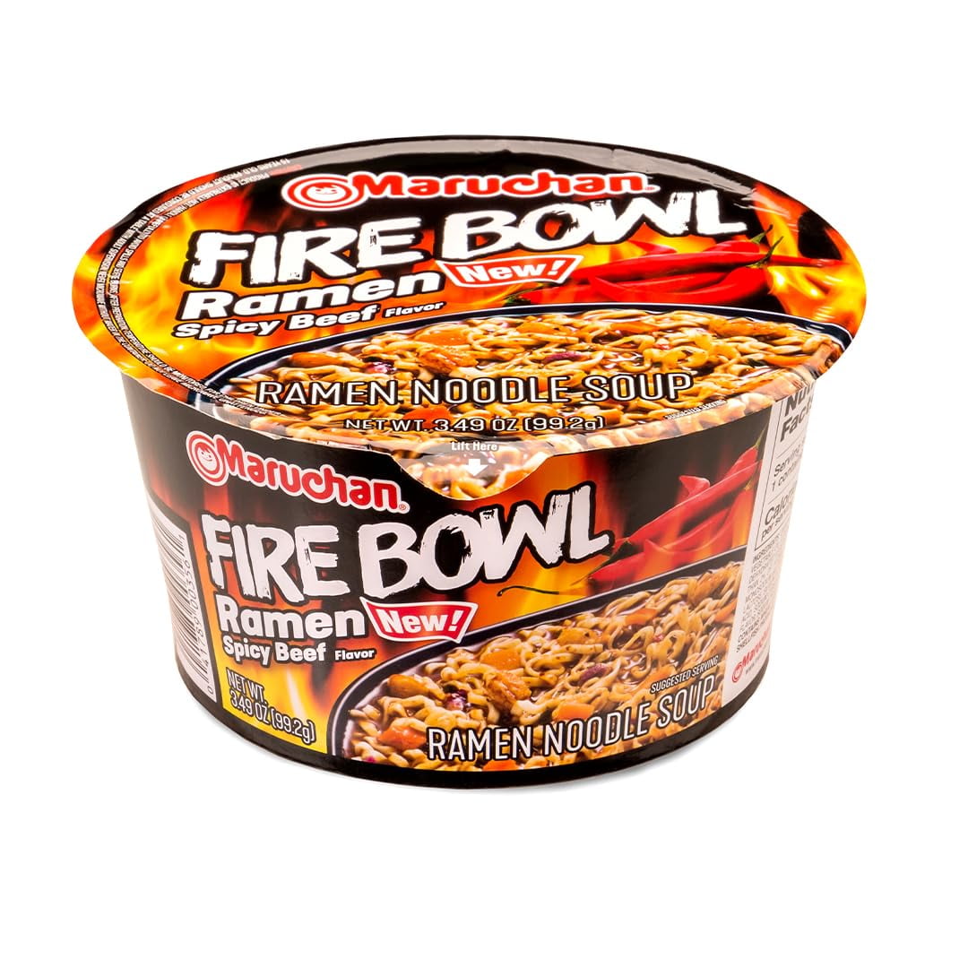 Maruchan Fire Bowl Spicy Beef Ramen Noodle Soup 3.49 oz Bowls, 6 Pack Hot & Spicy Instant Ramen Meal