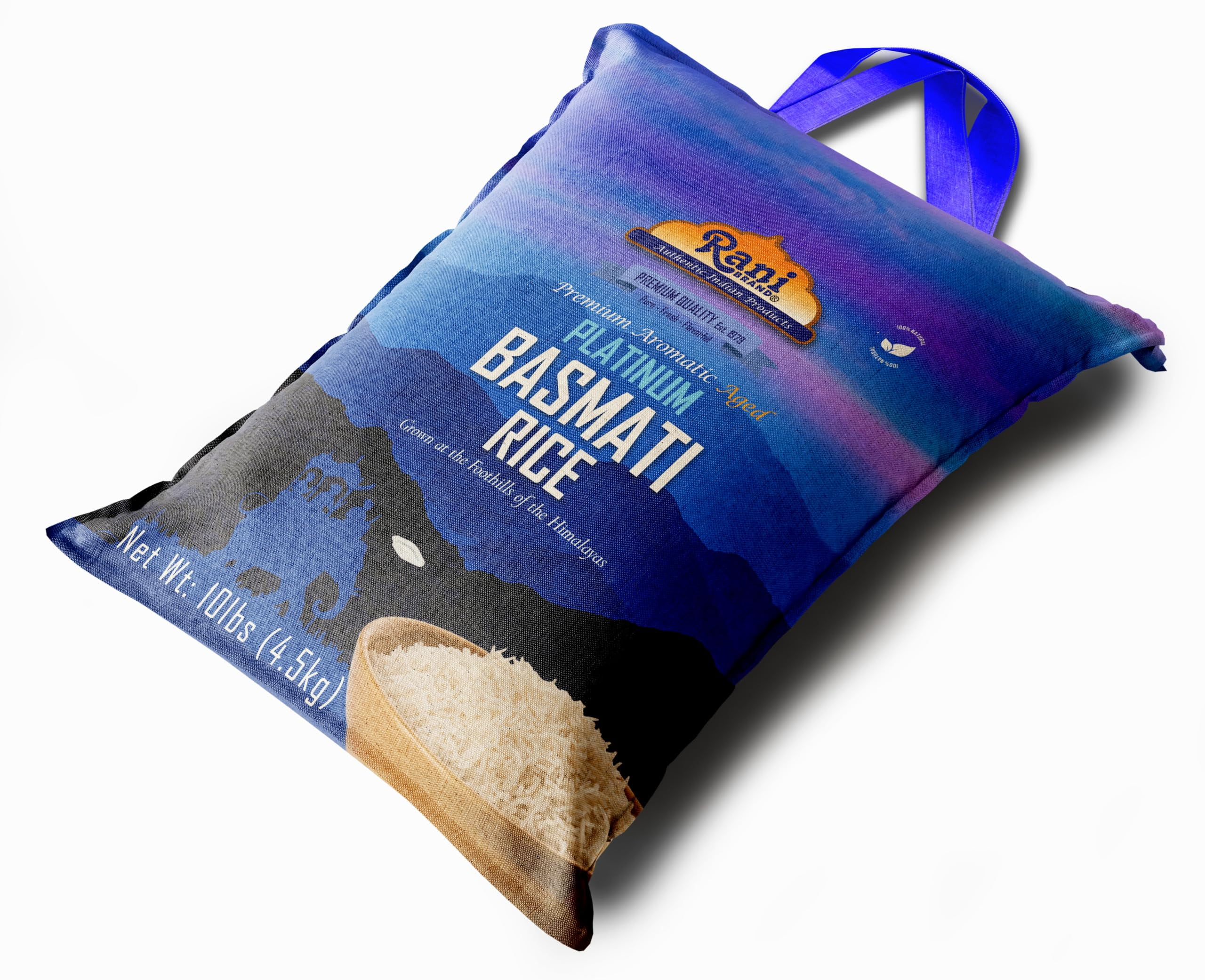 Rani Platinum White Basmati Rice Extra Long Aged 10-Pound Bag, 160oz (10lbs) 4.53kg ~ All Natural | Gluten Friendly | Vegan | Indian Origin | Kosher