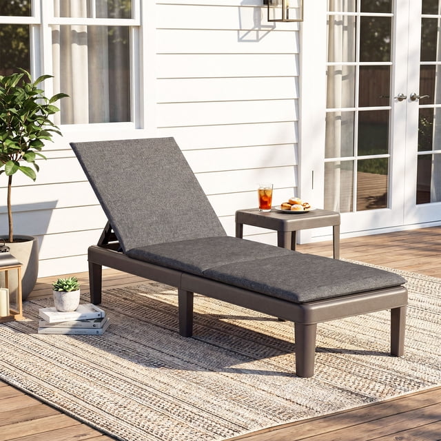 Costway Chaise Longue de Patio Fauteuil Inclinable avec Dossier Réglable à 3 Positions et Coussin Gris