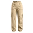 thumbnail image 4 of Xaqiouau Women's High Waist Cargo Jogger Pants Casual Utility Trousers with Multi Pockets Elastic Waist for Outdoor Hiking Work, 4 of 9