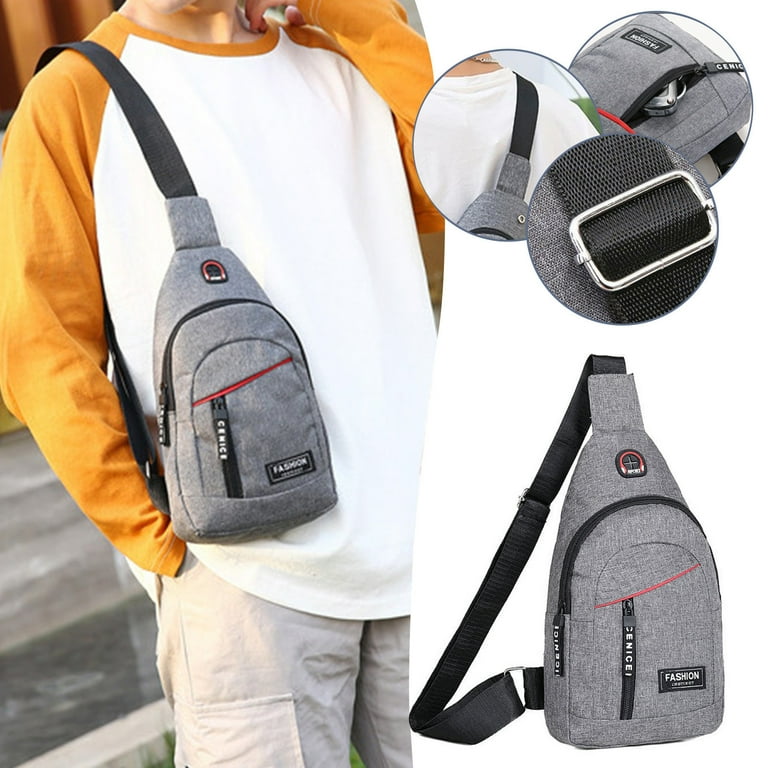 Small Sling Bag Crossbody Chest Shoulder Water Resistant Sling Purse One  Strap Travel Bag For Men Women Boys With Earphone Hole