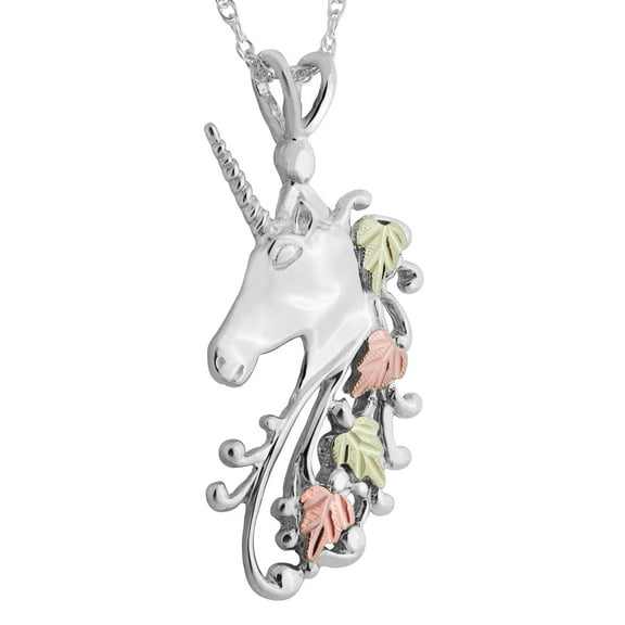 Unicorn Sterling Silver Black Hills Gold Pendant