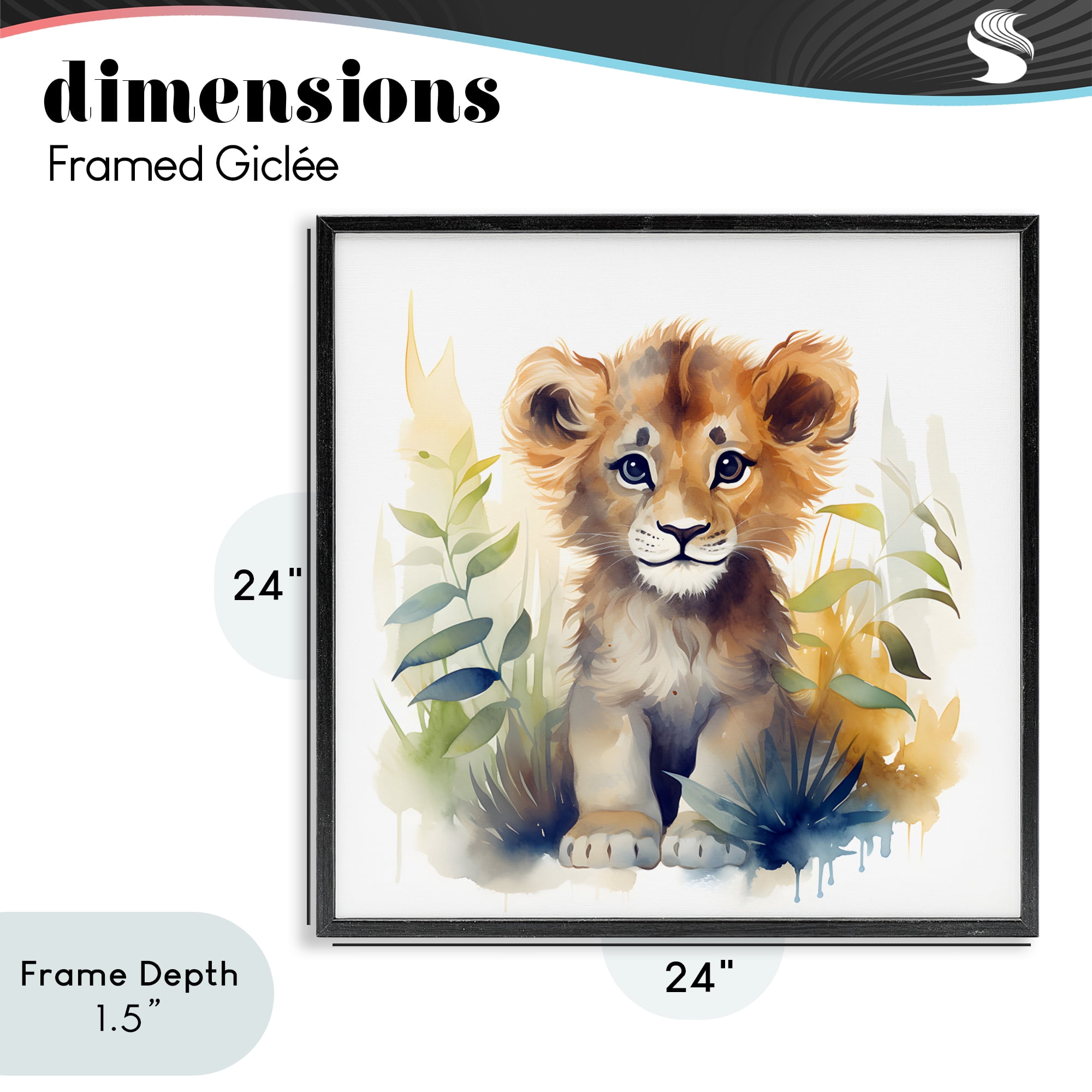 Stupell Industries Crafty Critters Lion Black Framed Giclee Art, design by Steve Hunziker