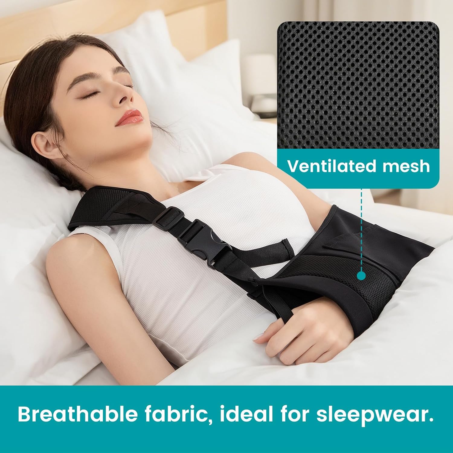 Hemvt Arm Sling for Shoulder Injury, Shoulder Immobilizer with Pocket, Adjustable Support Brace for Elbow Hand, Fits Left or Right Arm, Breathable Comfortable Black
