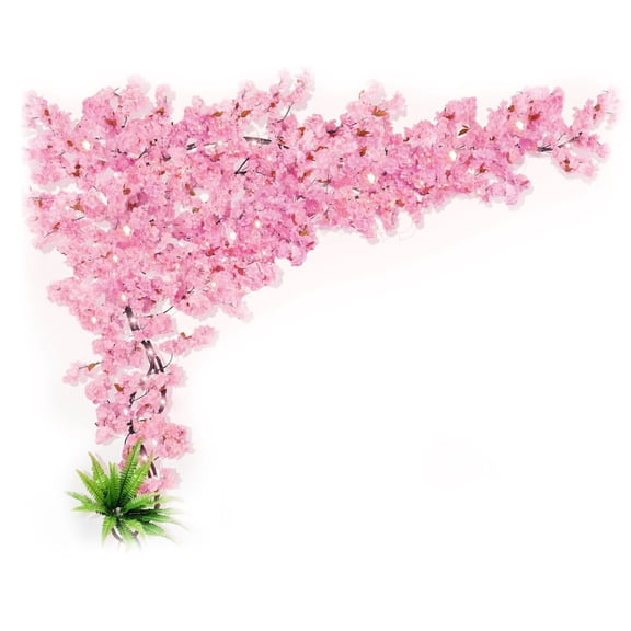 Artificial Cherry Tree with Fake Blossom Branches for Indoor Ceiling Pipe Ornamental(Pink)