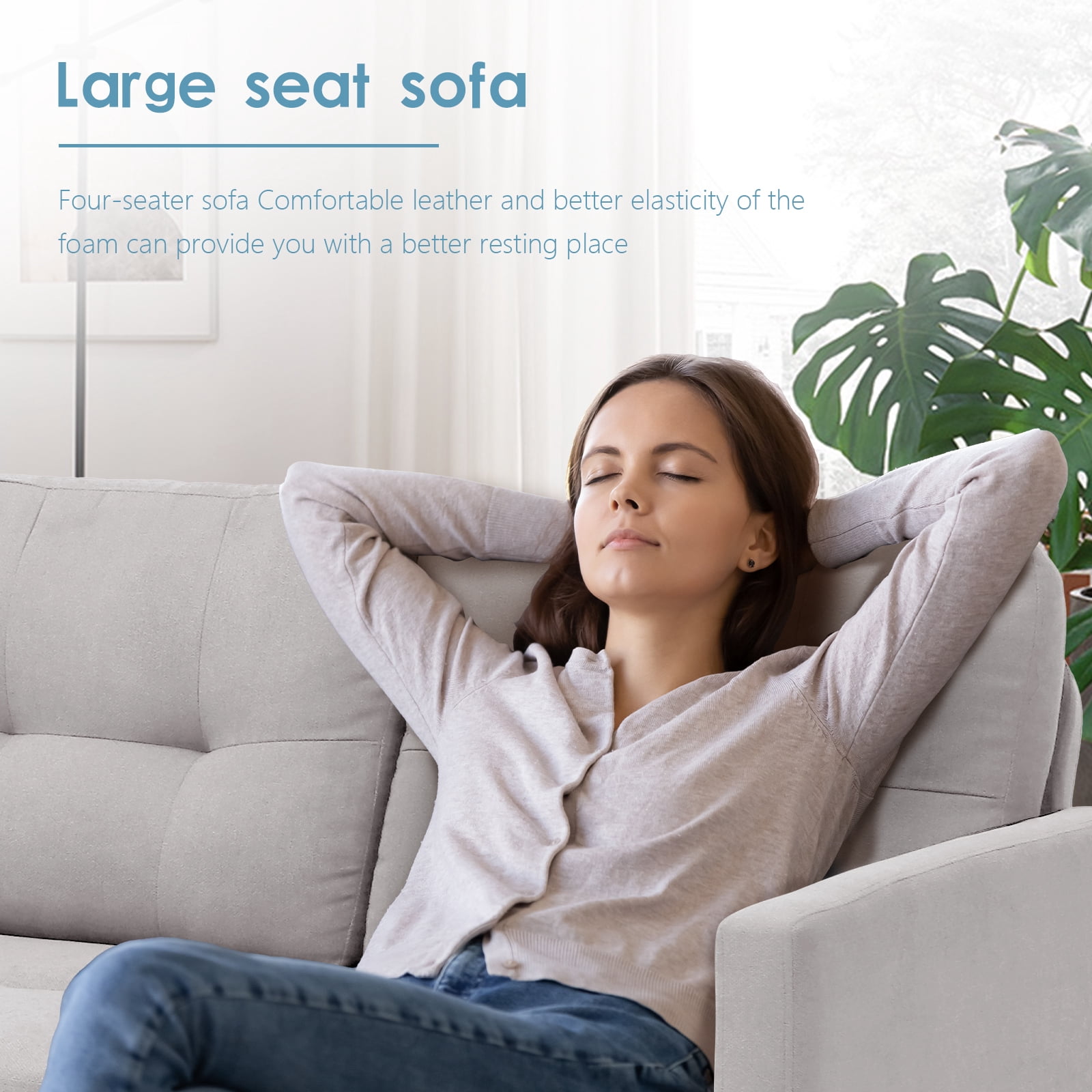 Haverchair Modern Sectional Sofa Couch with Reversible Chaise L-Shaped Couch for Living Room,LIGHT GRAY