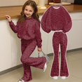thumbnail image 6 of Grblisyd Girls 2 Piece Outfit Kids Fall Winter Leopard Print Sweatshirt Tops and Trendy Bell Bottom Pants Set Back to School Clothes, 6 of 7