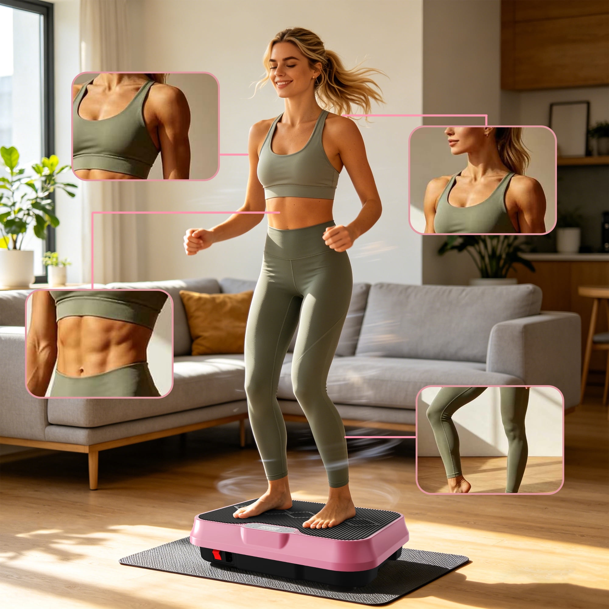 Vibration Plate Exercise Machine, Whole Body Workout Platform with Remote Control, Resistance Bands, Vibration Platform for Home Gym