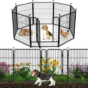 Osoeri Animal Barrier Metal garden fence,18ft(L)32in(H) Garden Fence with Gate, Heavy Duty Iron Fencing for Dogs, Outdoor, Yard (7 Panels+1 Gate)