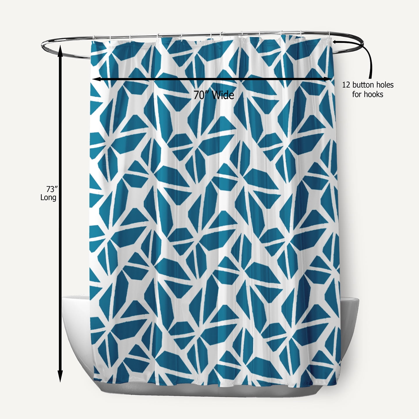 Simply Daisy 70" W x 73" L Kaleidoscope Graffiti Polyester Shower Curtain, Unreal Teal [1 Ct]