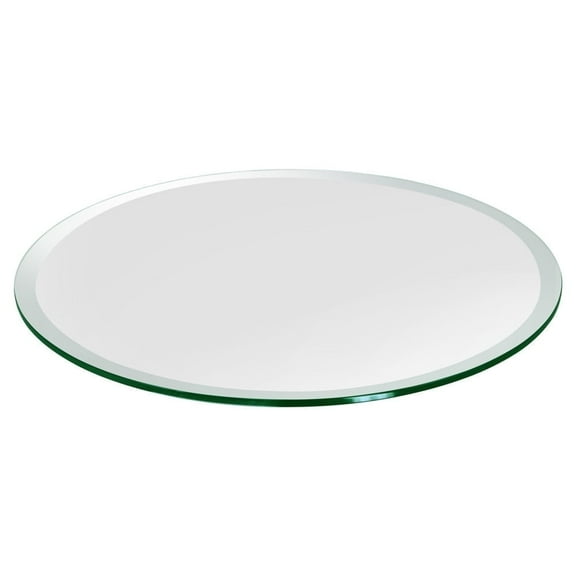 Dulles Glass 30" Round Table Top 3/8" Thick, Beveled Polished Tempered Glass for Indoor Dining or Outdoor Patio, 25 Pounds
