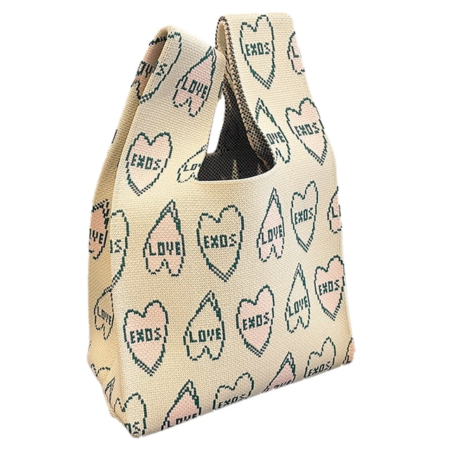 Bolso de mano para mujer, Retro, bonito, pequeño, tejido, chaleco, portátil, Bento, informal, para compras al aire libre