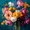 Vibrant Floral Arrangement, variant on Qisvanset Mountain Landscape Oil Painting Canvas Wall Art 15.75x11.81 Inches