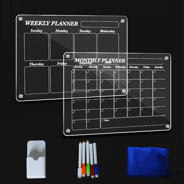 Calendario magnético para refrigerador, transparente, calendario mensual para refrigerador, calendario mensual de borrado en seco acrílico, planificador para refrigerador, calendario de