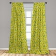 thumbnail image 4 of Ambesonne Lemon Curtains, Sketchy Citrus Fruits Leaves, Pair of 28"x63", Yellow Lime Green, 4 of 4