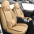 thumbnail image 4 of Car Seat Covers Full Set Fit for Toyota Tacoma 2016-2023 Waterproof Faux Leather Car Seat Cushions Automotive 5 Seat Covers Set（Beige）, 4 of 5