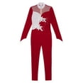 thumbnail image 3 of TiaoBug Kids Girls Rhinestone Full Length Bodysuit Long Sleeve Mock Neck Gymnastics Leotard Jumpsuit Dancewear Burgundy 12, 3 of 7