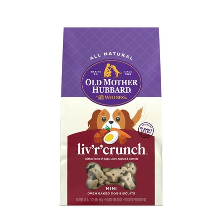 Old Mother Hubbard by Wellness Classic Liv'R'Crunch Natural Mini Oven-Baked Biscuits Dog Treats, 20 Ounce Bag