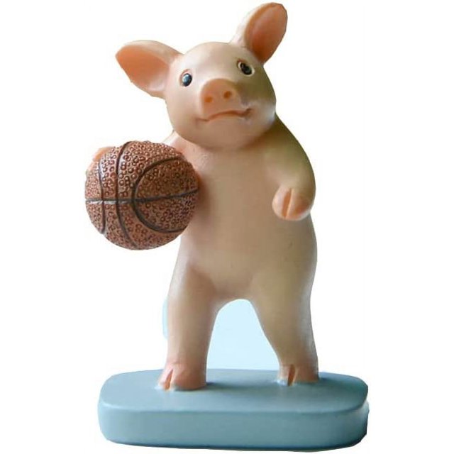 Figuras de cerdos de jardín de hadas en miniatura - Devoción del cerdo de baloncesto