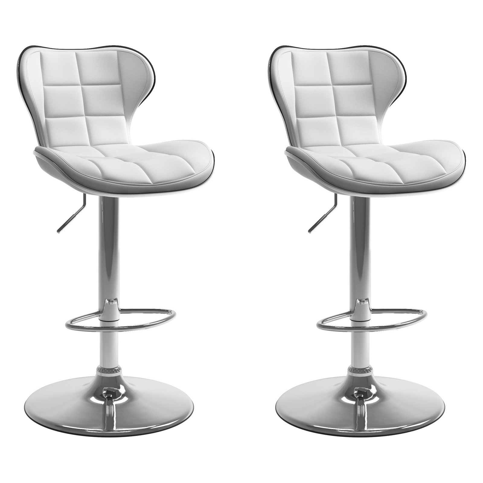 CorLiving Adjustable Barstool in Bonded Leather, set of 2
