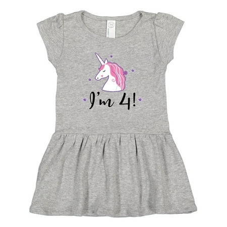 

Inktastic 4th Birthday Cute Unicorn Gift Toddler Girl Dress