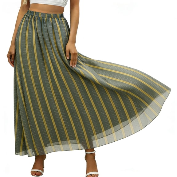 yardsong Women's Polka Dot Flowy Maxi Skirt A-Line High Waisted Vintage Retro Elegant 2026 Spring Skirt with Pockets Army Green,L