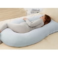 thumbnail image 4 of Almohada de embarazo Momcozy en forma de U para todo el cuerpo, azul claro, 4 of 7