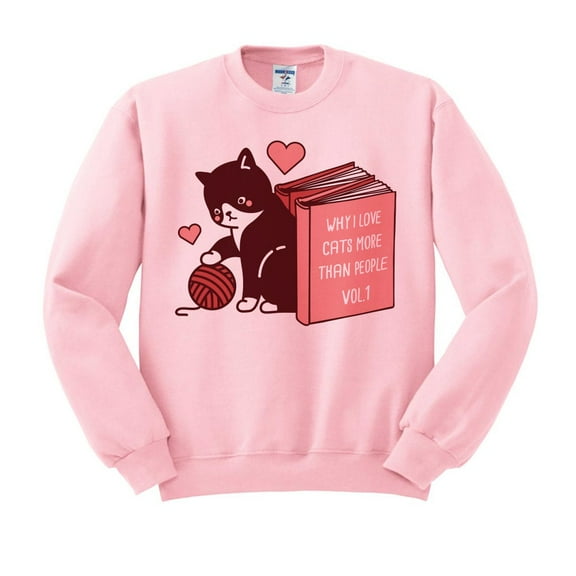 TeesAndTankYou Why I Love Cats More Than People Valentines Day Sweatshirt Unisex Small Pink