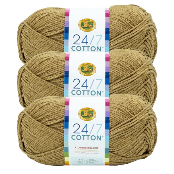 Lion Brand Yarn 24/7 Cotton Hay Bale Mercerized Natural Fiber Medium
