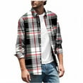 thumbnail image 2 of YFNNUP Mens Flannel Shirts Long Sleeve Plaid Shirt Jacket Casual Button Down Shirt with Pockets Dark Gray XXL, 2 of 5